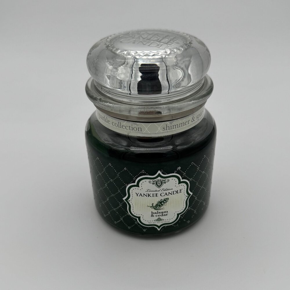 Yankee Candle Ltd Ed Balsam & Cedar Shimmer & Sparkle Coll 14.5 oz Jar Candle